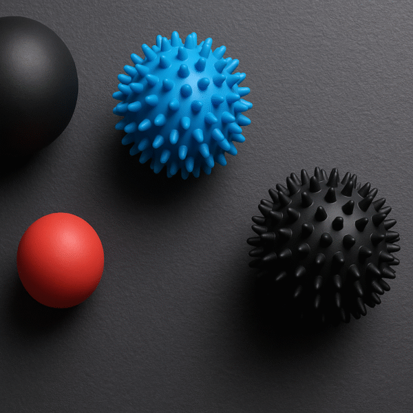 Picture of 4 massage balls against a black background